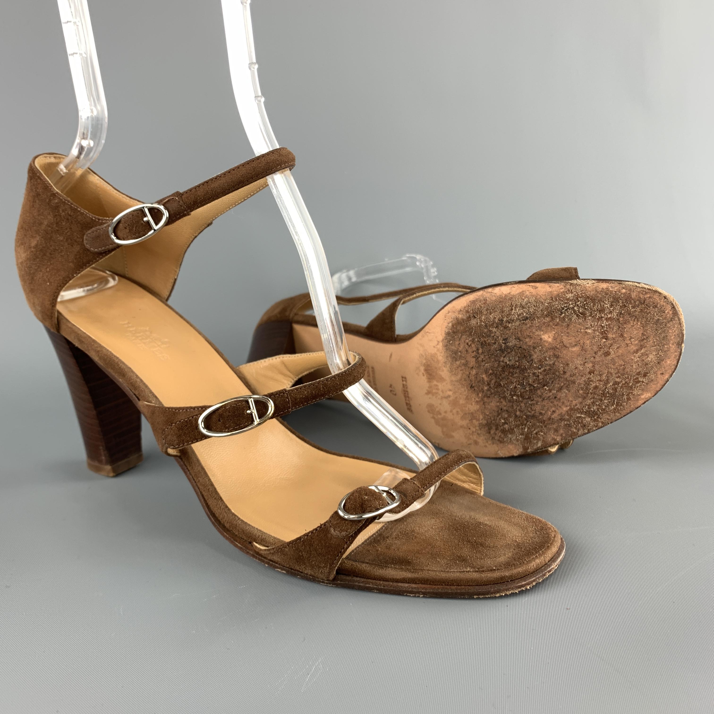 brown suede strappy heels