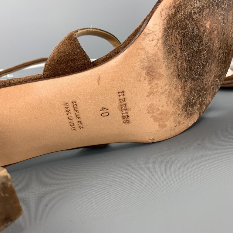 brown stacked heel sandals
