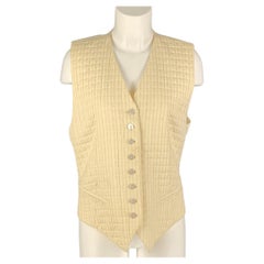 HERMES Size 10 Cream Beige Cotton Stripe Vest