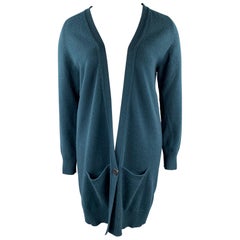HERMES Size 10 Dark Green Knitted Cashmere Buttoned Cardigan