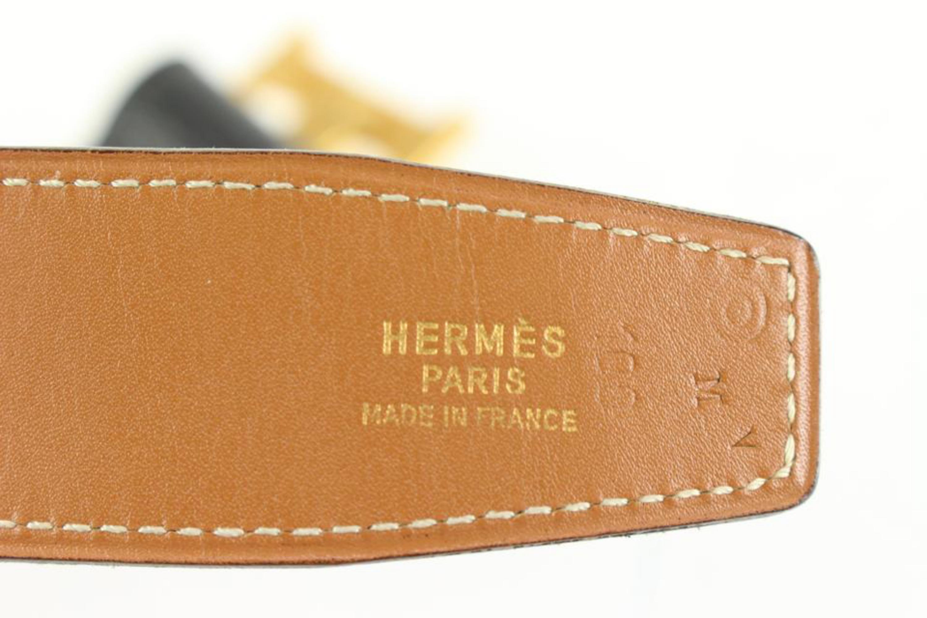 Hermès Size 100 Black x Brown x Gold 32mm Reversible H Logo Belt Kit 85he52s For Sale 7