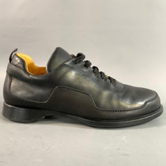 HERMES Size 12 Black Leather Low Top Sneakers