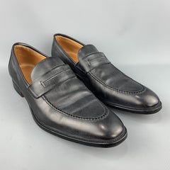 HERMES Größe 12,5 Schwarzer antiker Leder Slip auf Loafers