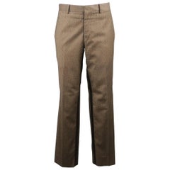 HERMES Size 33 Brown Houndstooth Wool Dress Pants