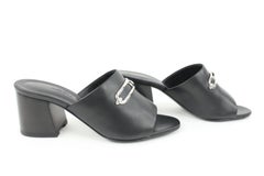 Hermès Size 36.5  Black x Silver  Leather Camilla Mules Femme 60 S126H54