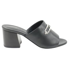 Hermès Taille 36.5  Noir x Silver  Camilla Mules Femme 60 S126H54