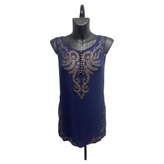 Hermes Size 38 french Silk Studded Mini Dress