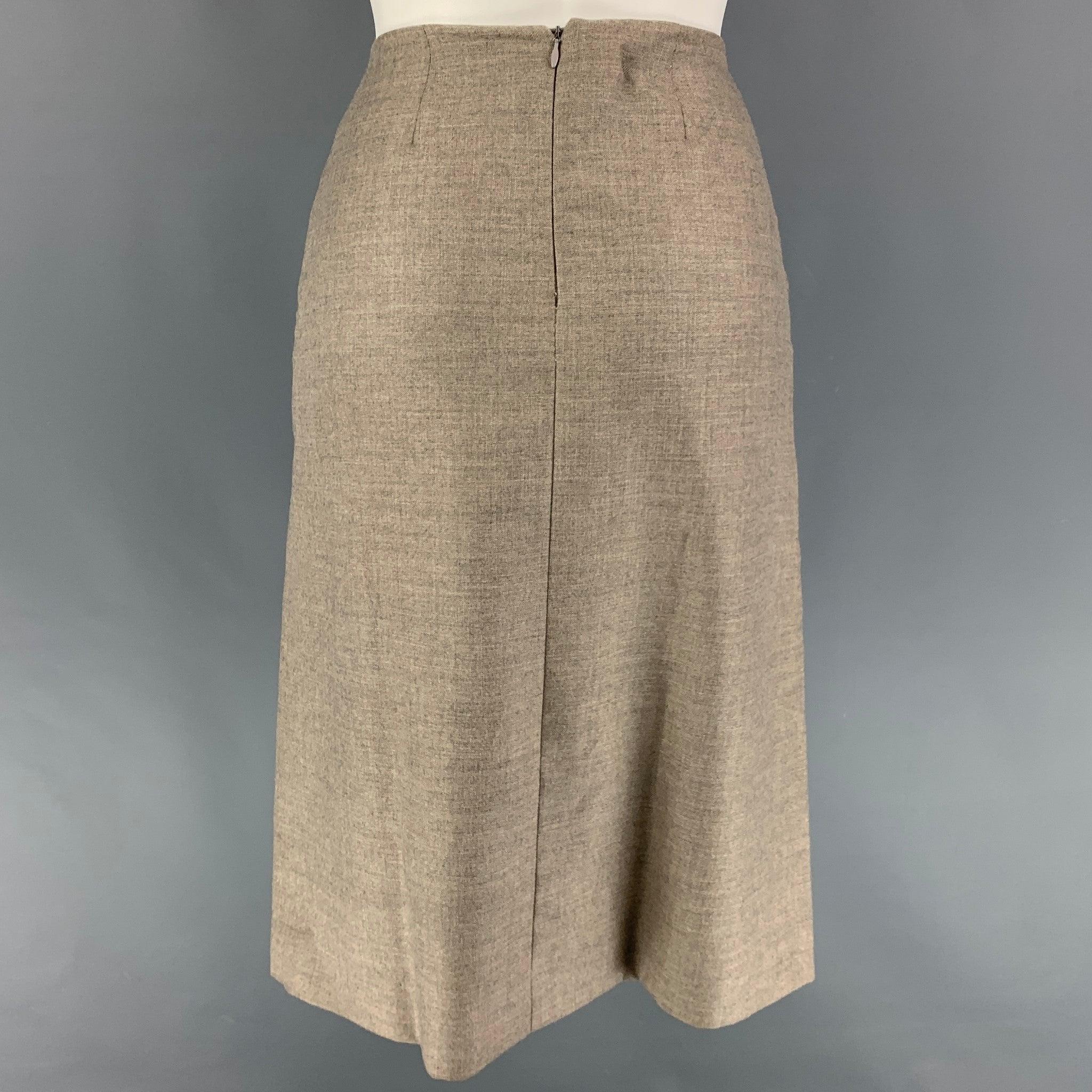 HERMES Size 4 Taupe Cashmere A-Line Skirt In Good Condition In San Francisco, CA