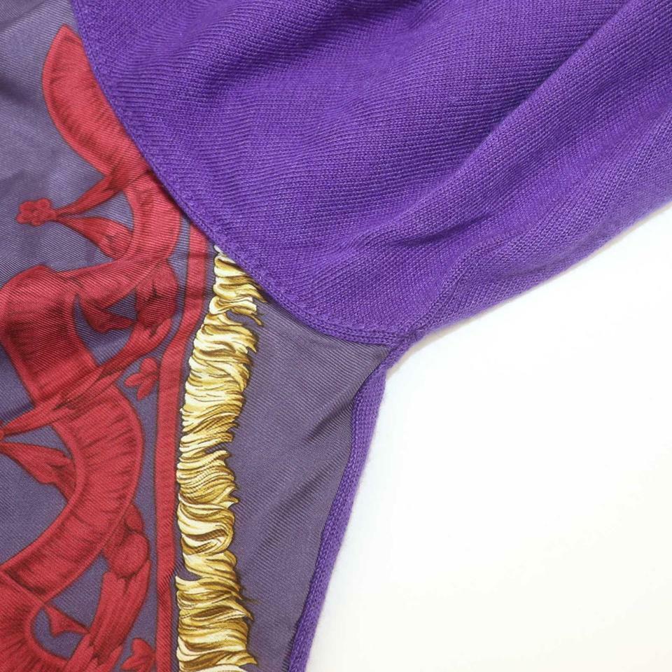 Gray Hermès Size 40 Purple Cashmere x  Silk Sweater Blouse 862212 For Sale