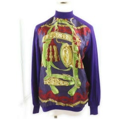Vintage Hermès Size 40 Purple Cashmere x  Silk Sweater Blouse 862212