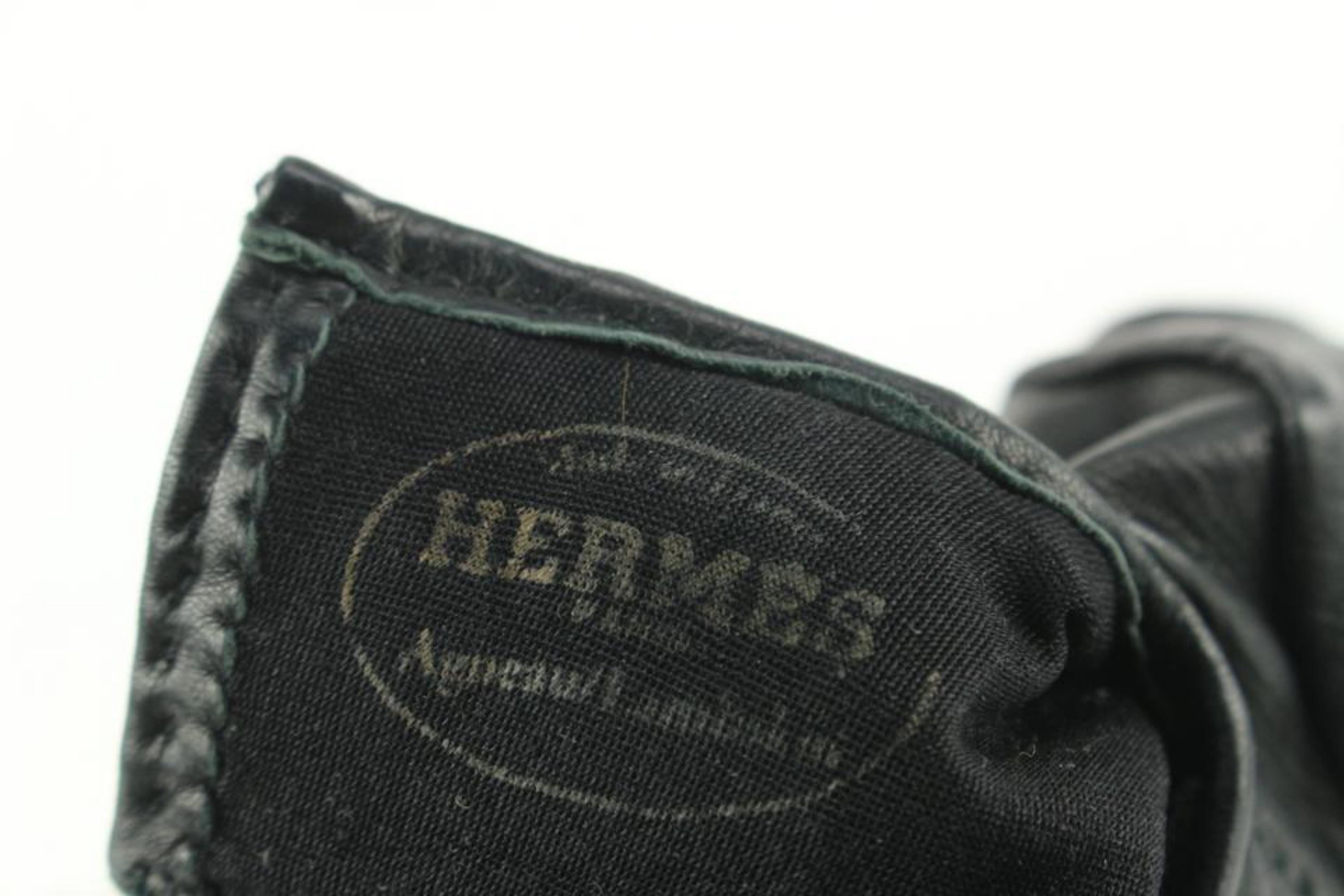 Hermès Size 7.5 Black Leather H Logo Medor Gloves 1230h43 7