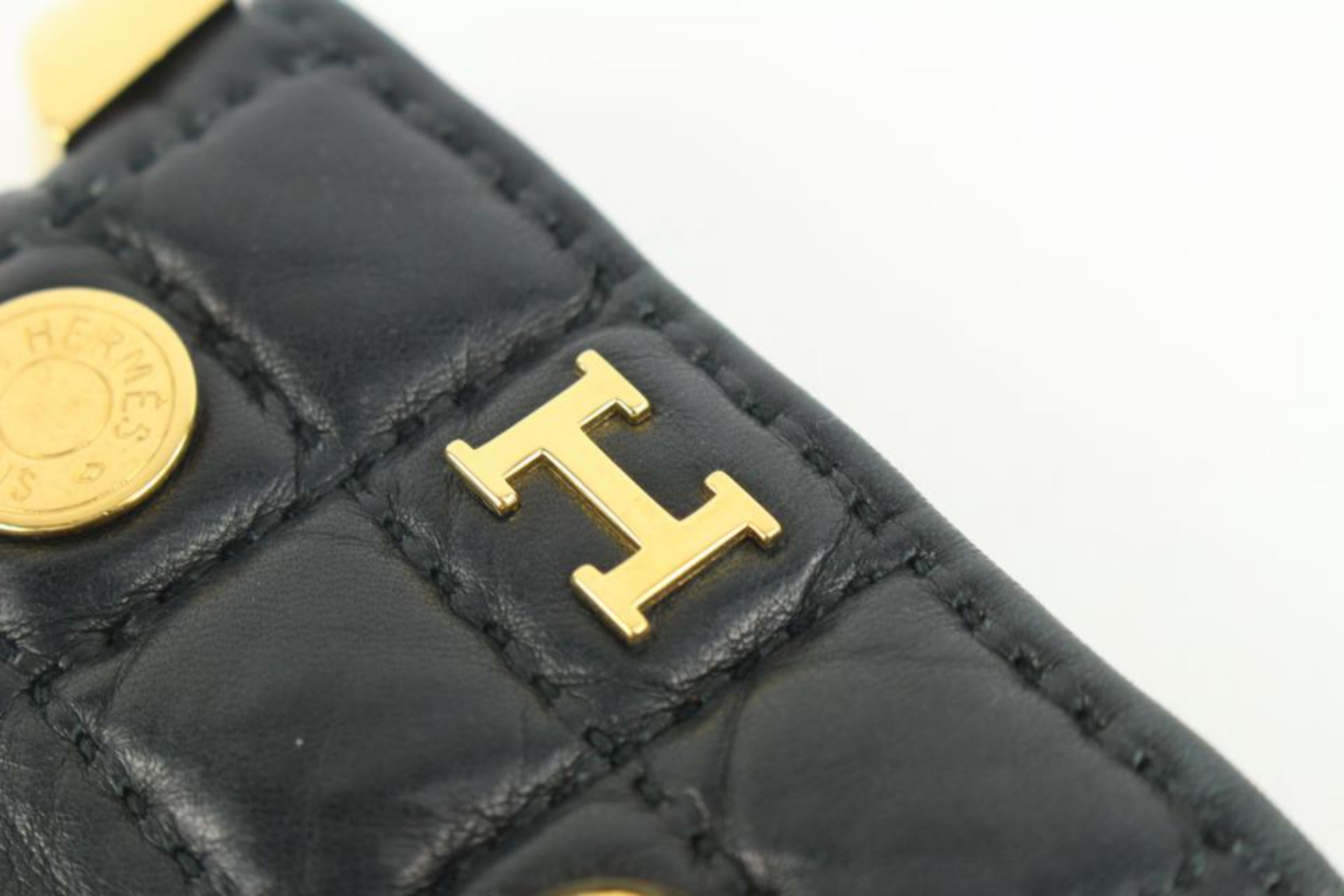 Hermès Size 7.5 Black Leather H Logo Medor Gloves 1230h43 4