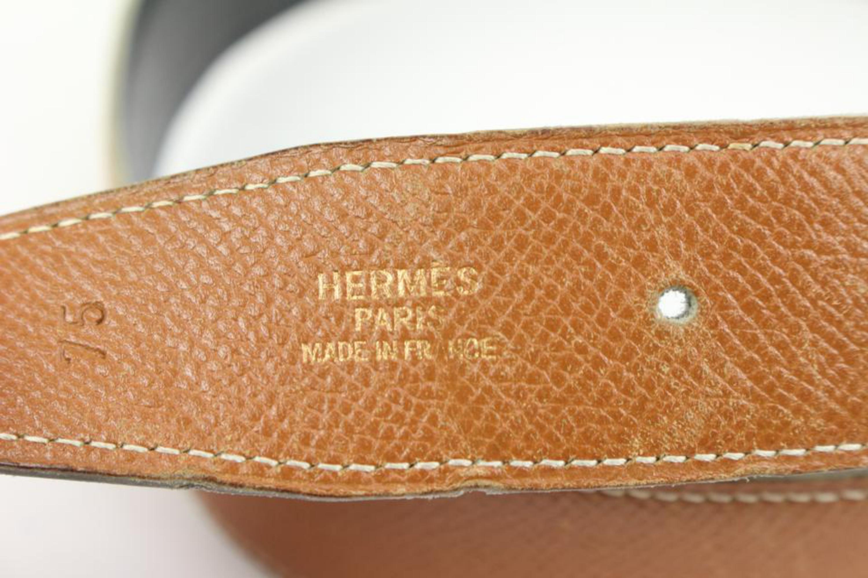Beige Hermès size 75 Brown x Black 32mm Reversible H Logo Belt Kit 73h418s For Sale