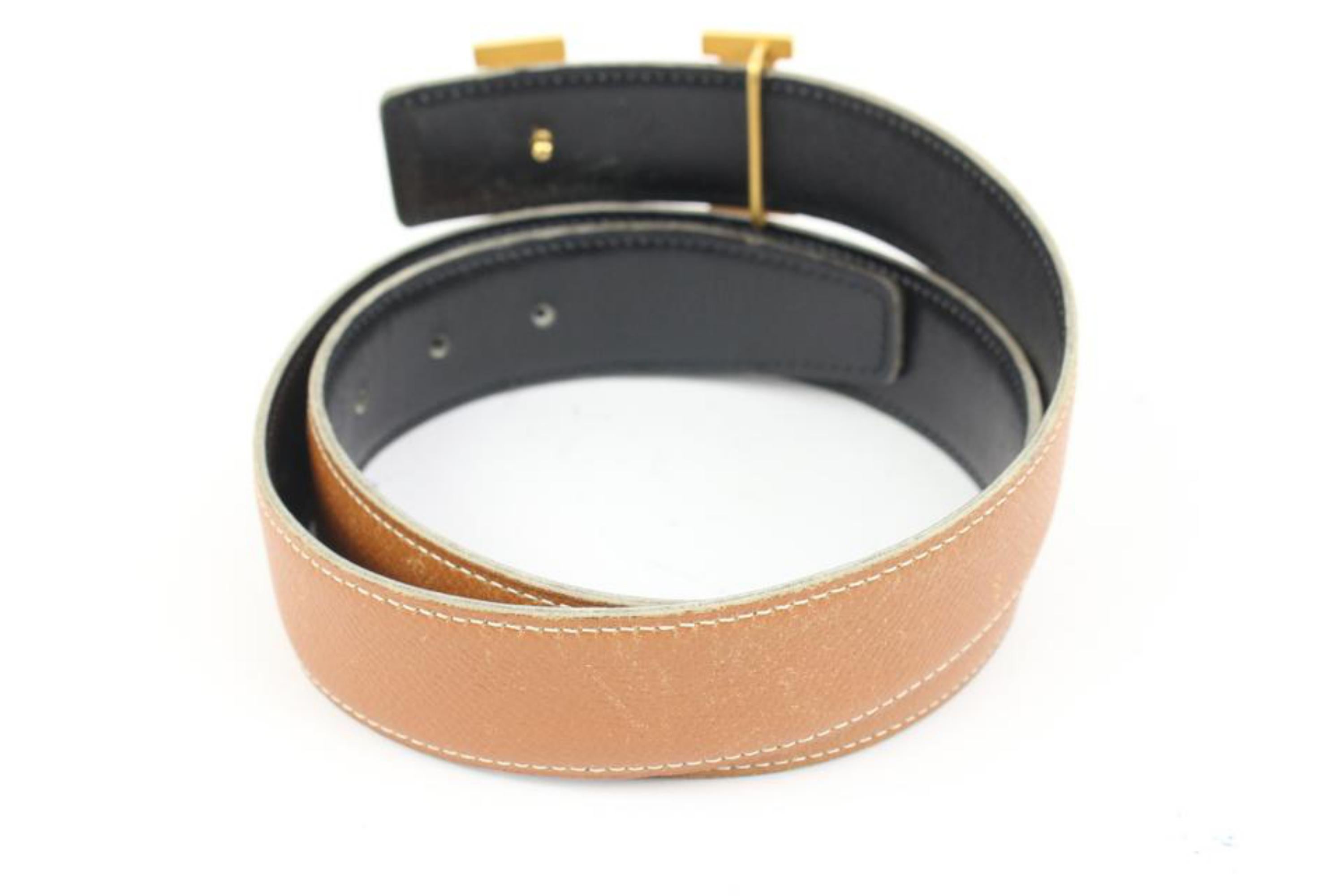 Hermès size 75 Brown x Black 32mm Reversible H Logo Belt Kit 73h418s For Sale 1