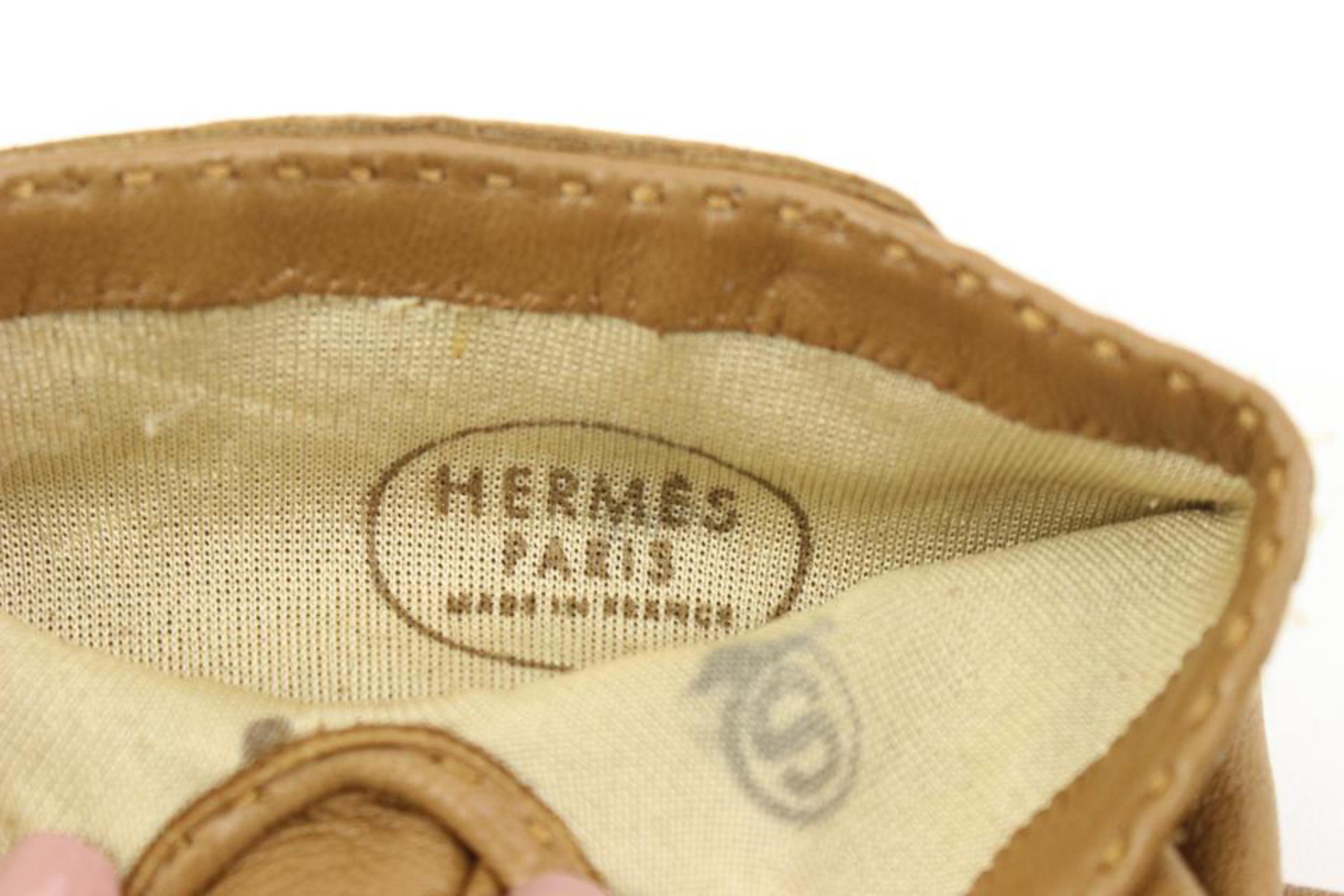 Hermès Size 8 Light Brown x Gold Lambskin Kelly Gloves Cadena Padlock 94h412s For Sale 1