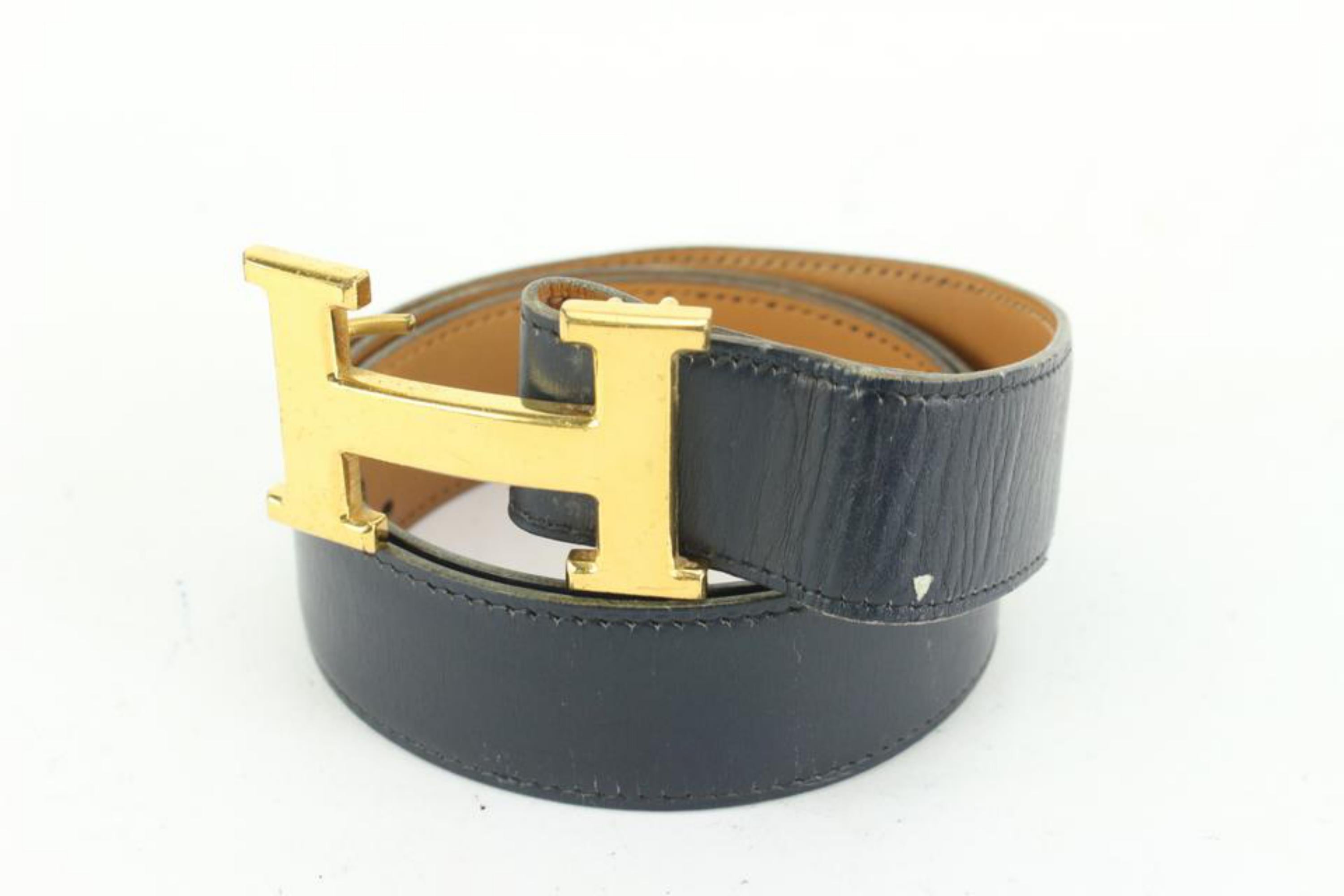Hermès Size 85 Black x Brown x Gold 32mm Reversible H Logo Belt Kit 84h52s For Sale 3