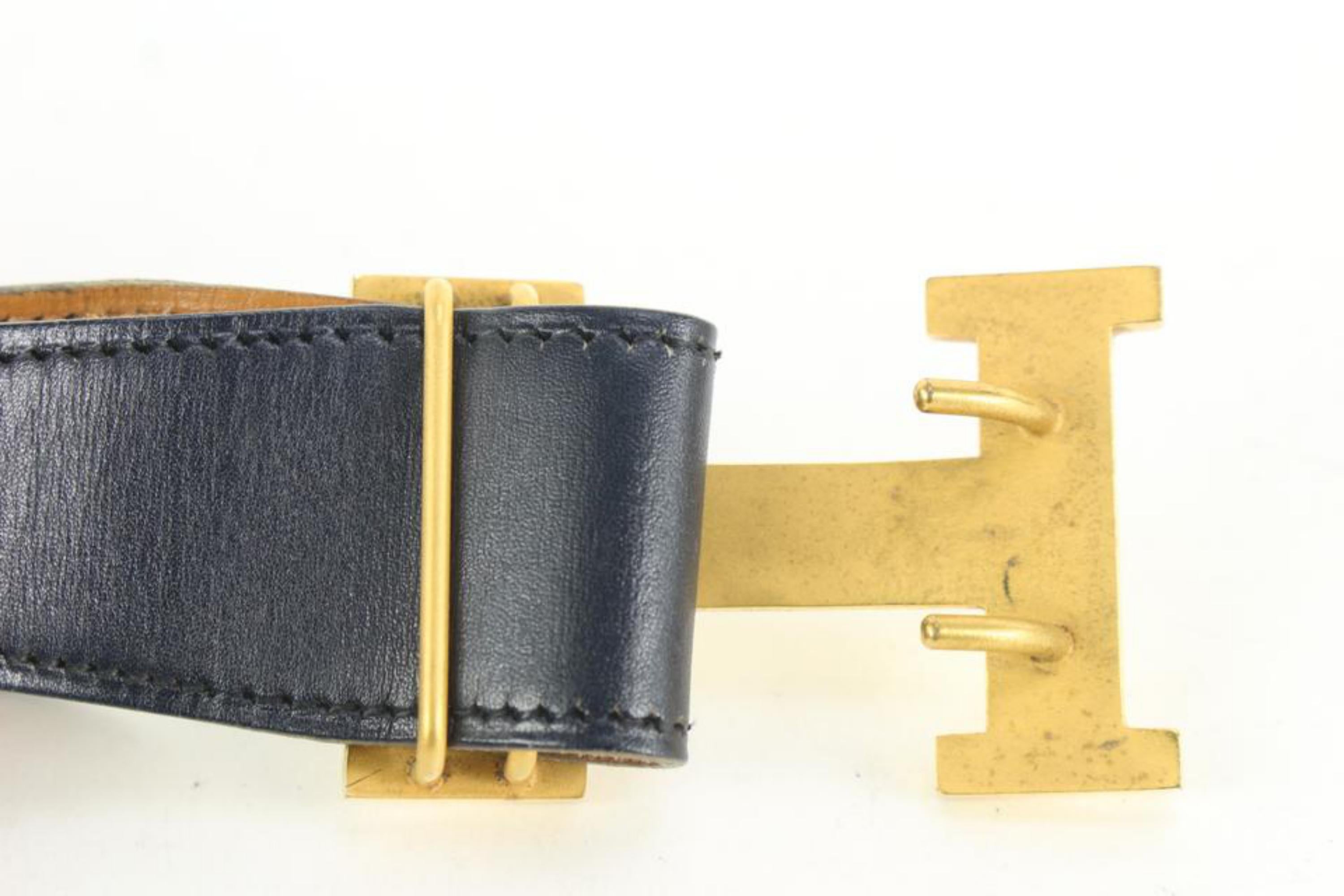 Hermès Size 85 Black x Brown x Gold 32mm Reversible H Logo Belt Kit 84h52s In Good Condition For Sale In Dix hills, NY