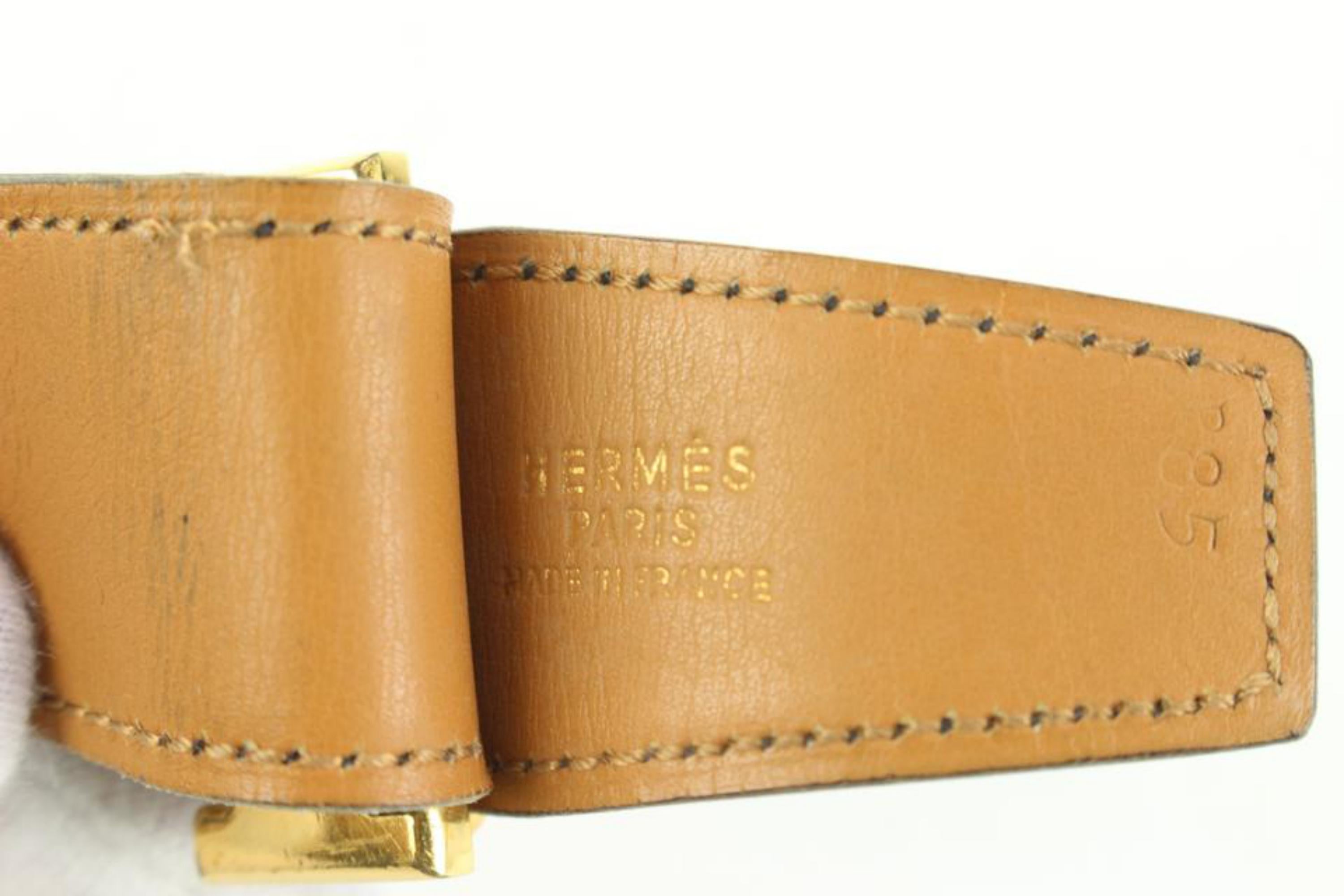 Men's Hermès Size 85 Black x Brown x Gold 32mm Reversible H Logo Belt Kit 84h52s For Sale