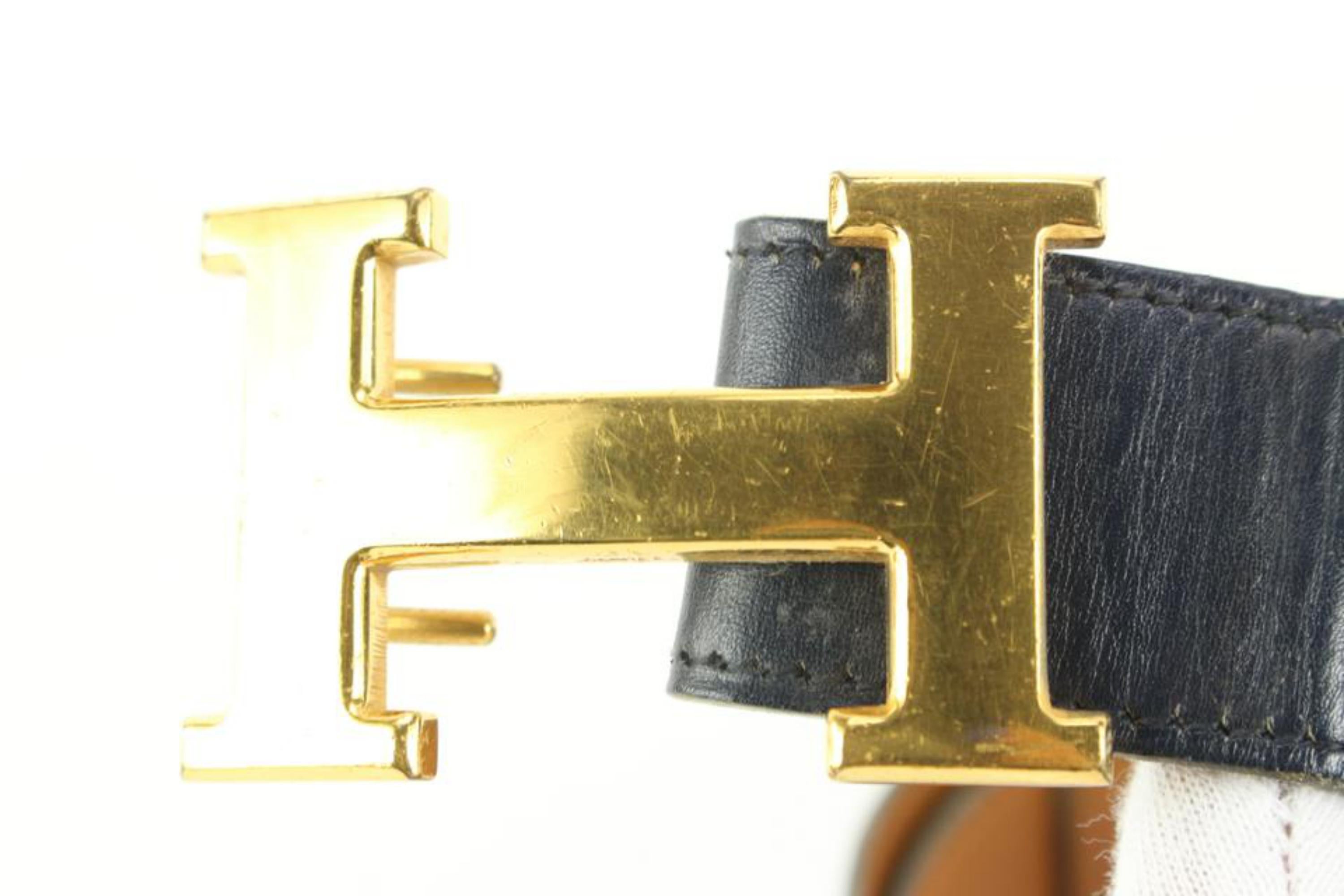 Hermès Size 85 Black x Brown x Gold 32mm Reversible H Logo Belt Kit 84h52s For Sale 1