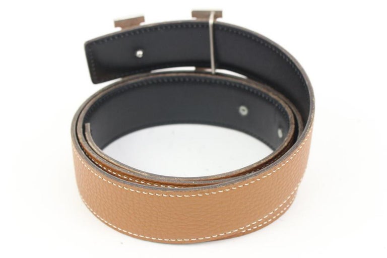Hermès Size 85 Brown x Black x Silver 32mm Reversible H Logo 