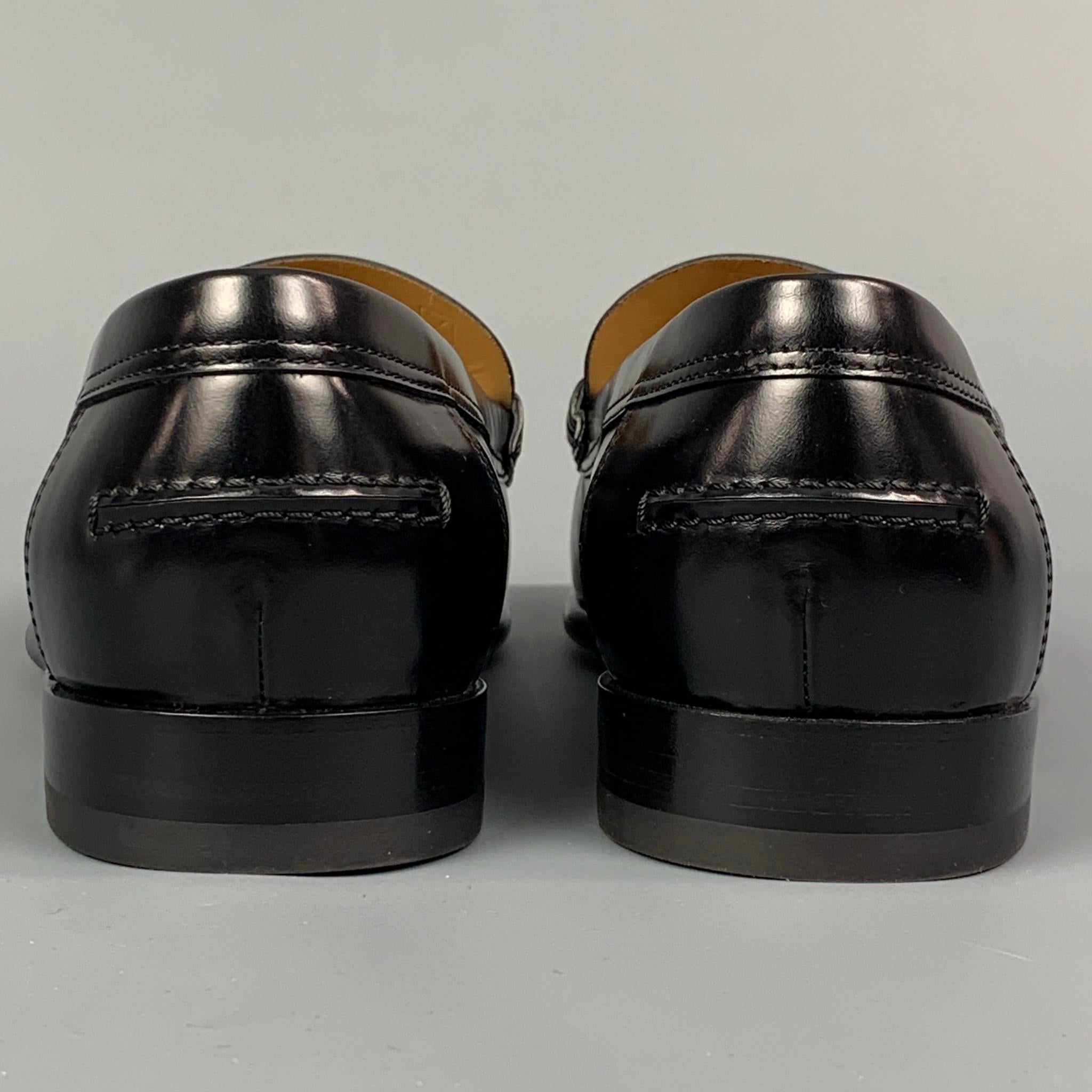 HERMES Size 9 Black Leather Slip On Kennedy Loafers In Excellent Condition In San Francisco, CA