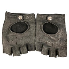 Hermès Größe 9 Schwarz Perforierte Fingerlose Driving Handschuhe