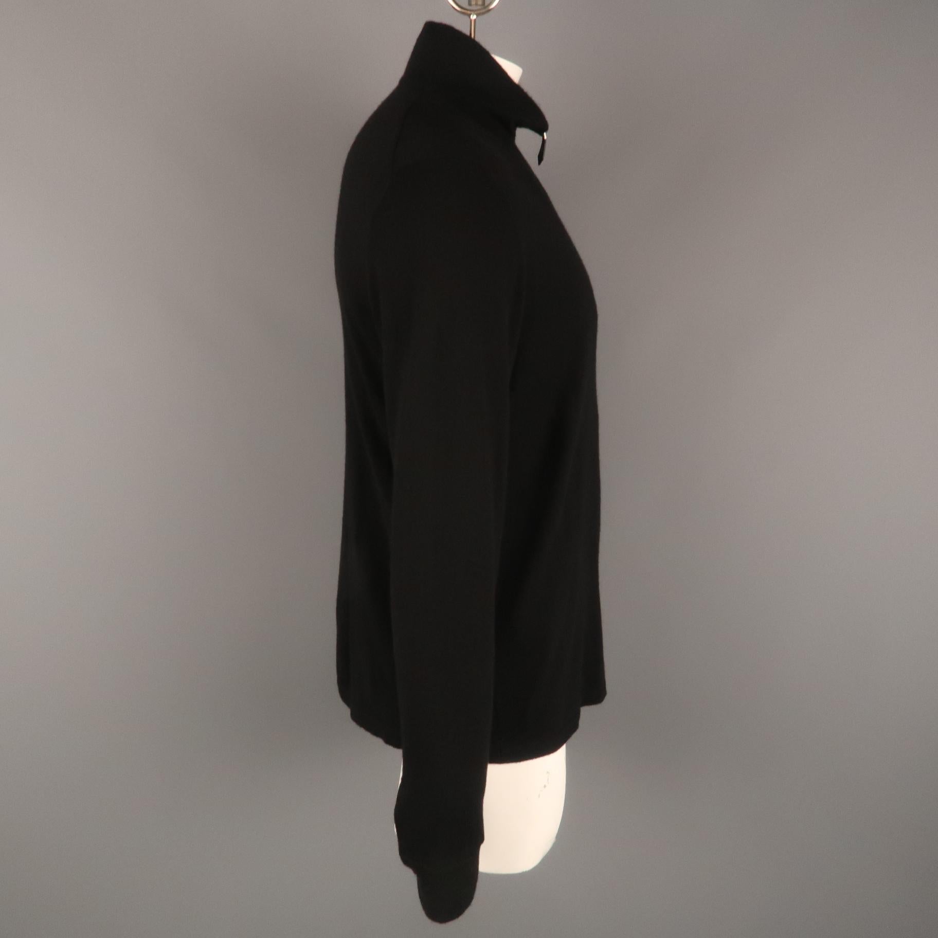 HERMES Size L Black Solid Cashmere / Silk Half Zip Pullover In Good Condition In San Francisco, CA