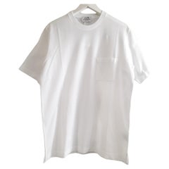 Hermes Size L White cotton "H" embroidered T-shirt 
