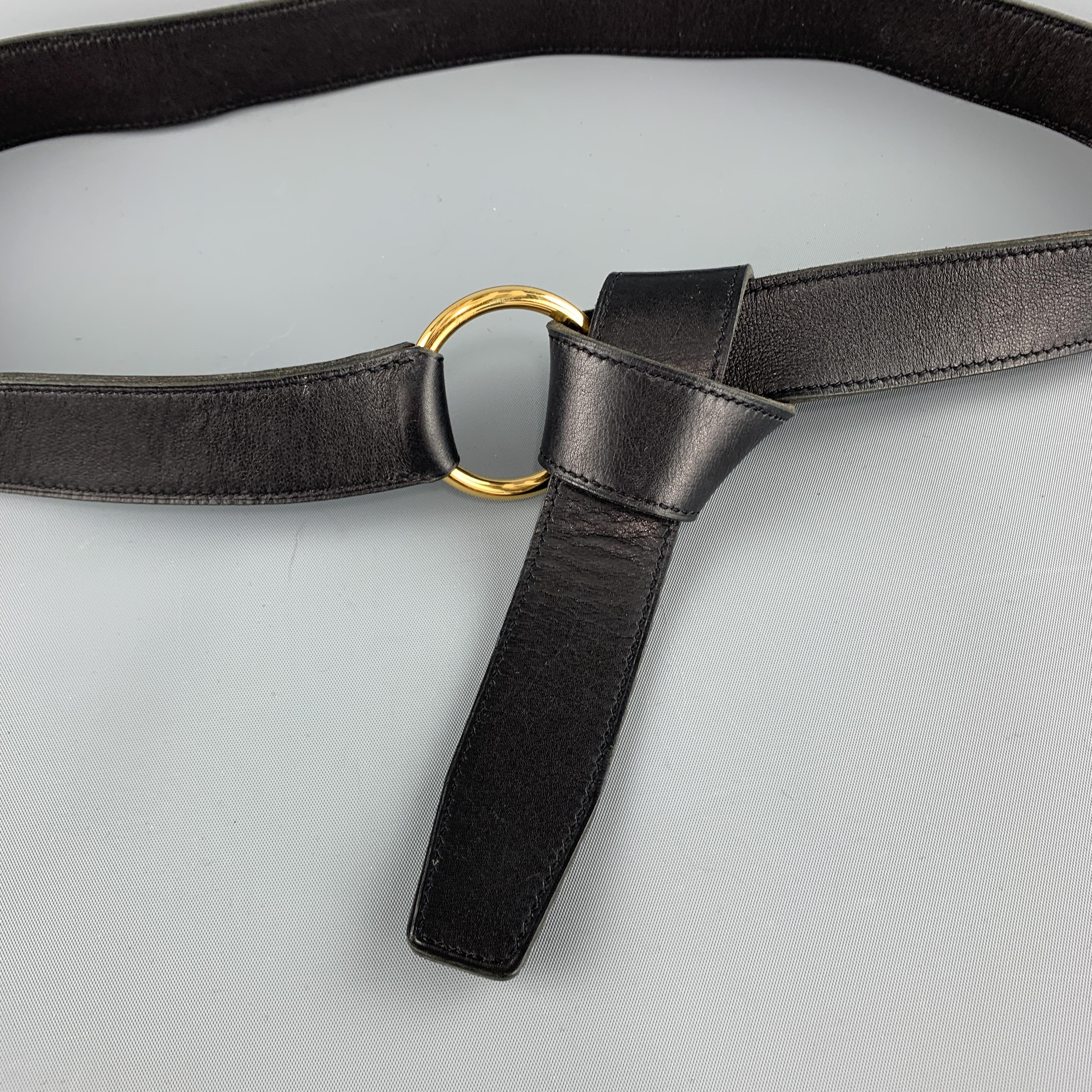 black leather tie belt