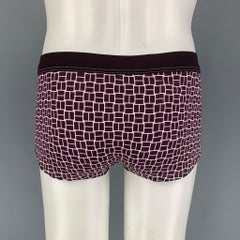 HERMES Size M Brown White Color Block Nylon Drawstring Speedo