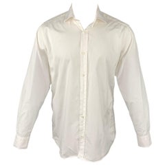 HERMES Size M White Cotton Button Up Long Sleeve Shirt