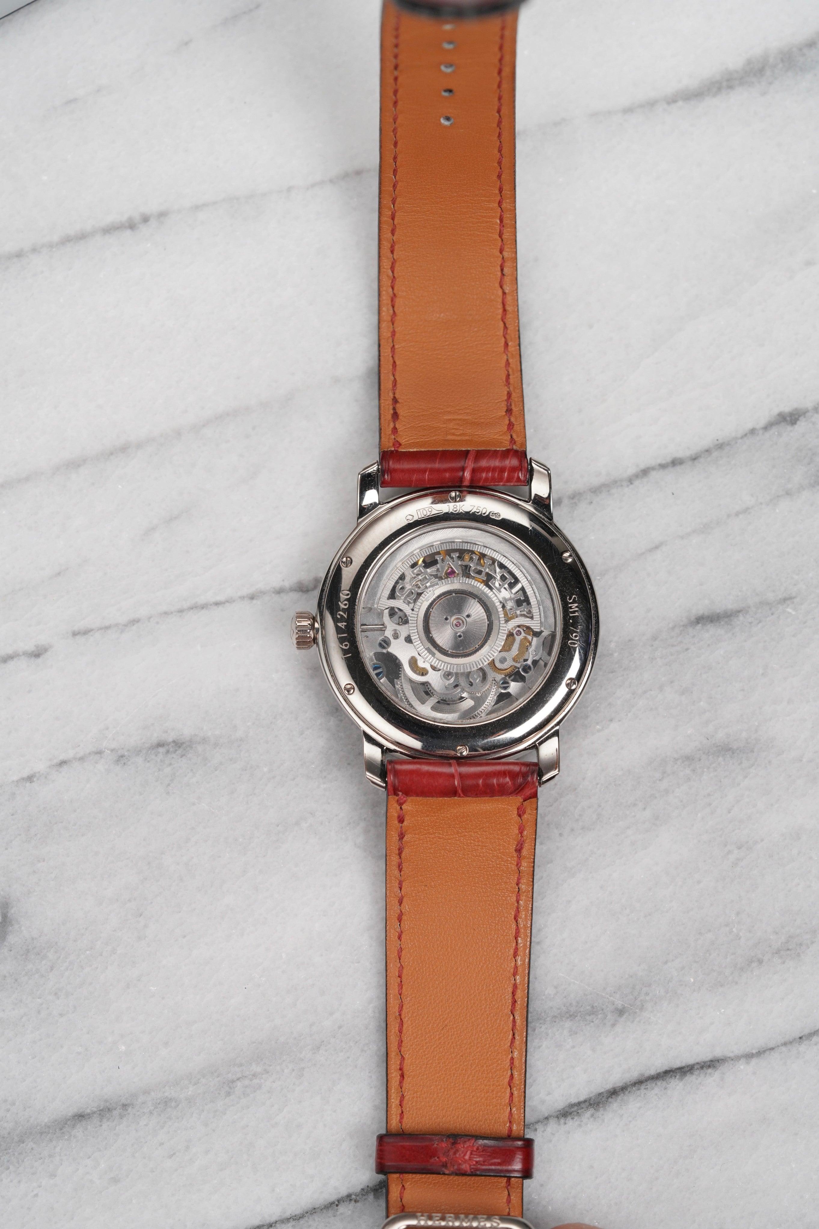 De los hombres Reloj Hermes Esqueleto Oro Blanco 18K, Años 2000 en venta
