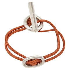 Hermès Skipper Sterling Silver Orange Cord Toggle Bracelet