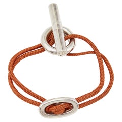 Hermès Skipper - Bracelet à lanières en argent sterling et cordon orange