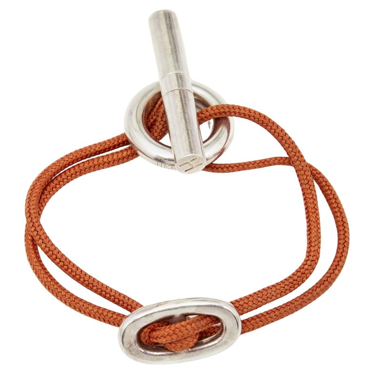 Hermès Skipper Sterling Silver Orange Cord Toggle Bracelet at 1stDibs