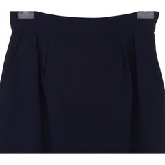 HERMES Skirt Navy Blue Wool Straight Cut Classic Zipper Sz 40 VINTAGE
