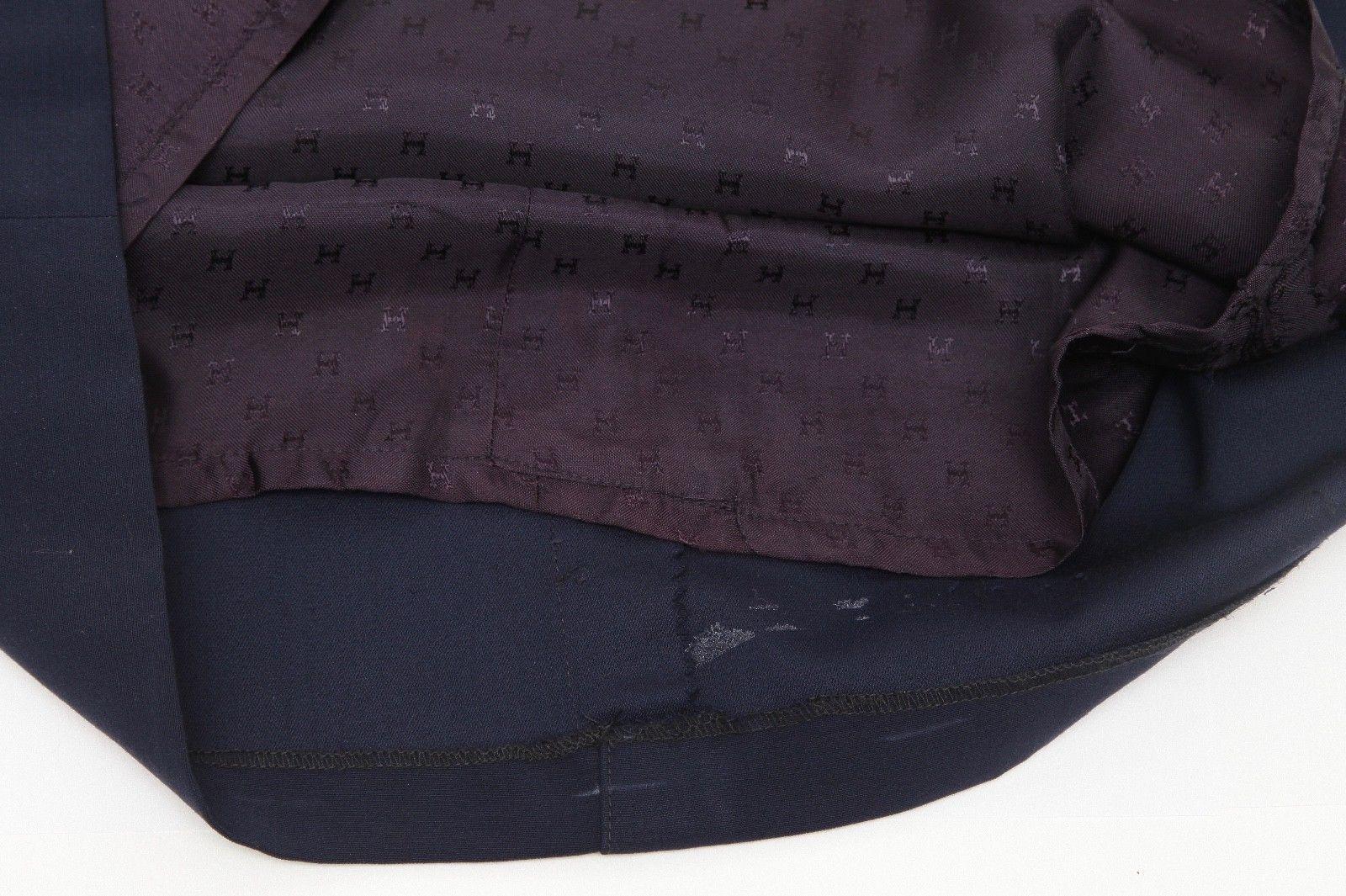 HERMES Skirt Navy Blue Wool Straight Cut Classic Zipper Sz 40 VINTAGE For Sale 2
