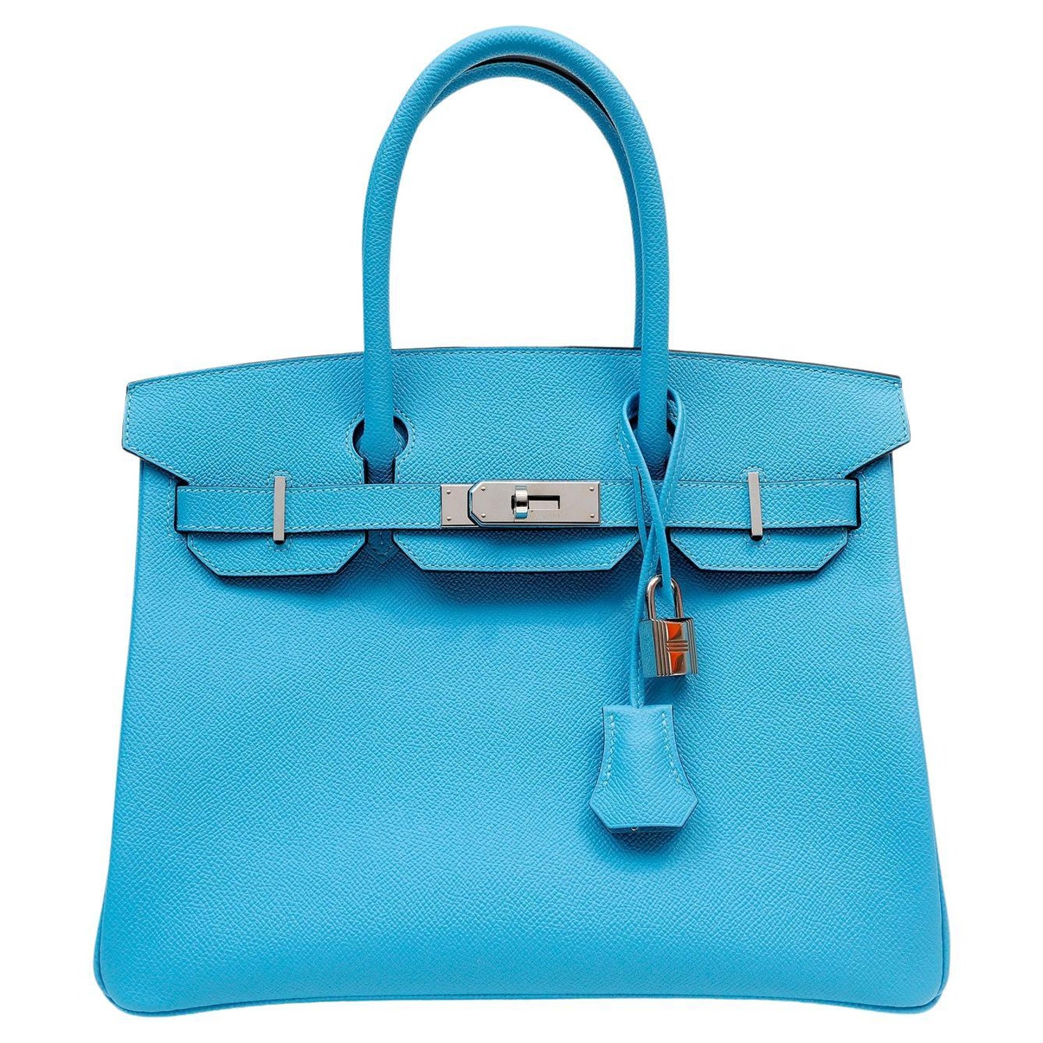 Hermès Turquoise Blue Chevre 25 cm Kelly For Sale at 1stDibs