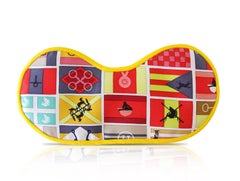 Hermes Sleep Eye Mask Multi Color Silk Petite h Jaune Equestrian Motif
