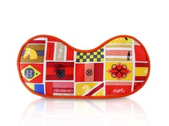 Hermes Sleep Eye Mask Multi Color Silk Petite h Reds Equestrian Motif