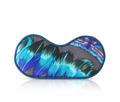 Hermes Sleep Eye Mask Multi Color Silk Vibrant Feathers Nuova con/Box