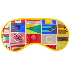 Hermes Sleep Eye Mask Multicolor Silk Petite h Jaune Flag Motif