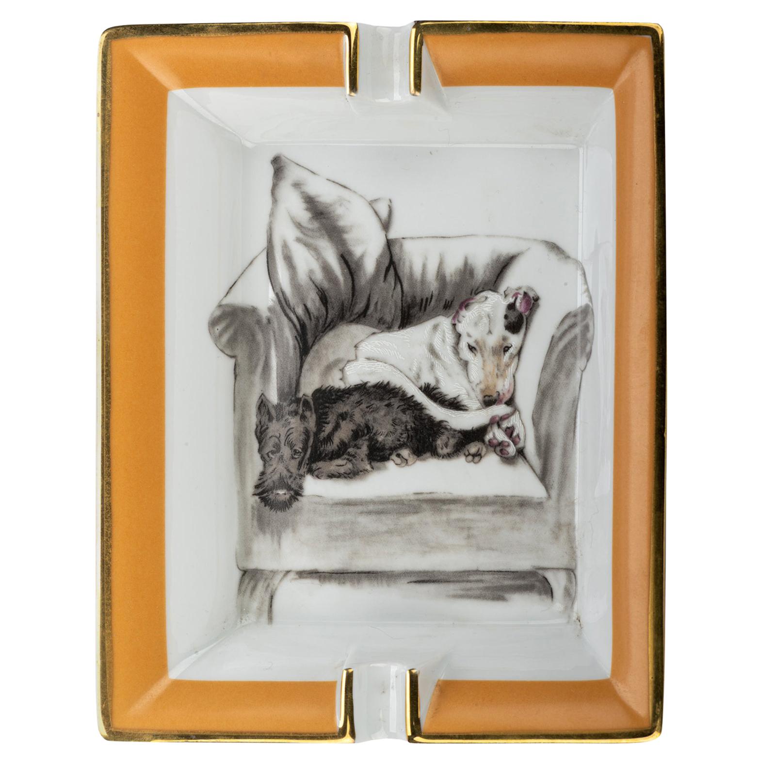 Hermès Sleeping Dogs Porcelain Ashtray