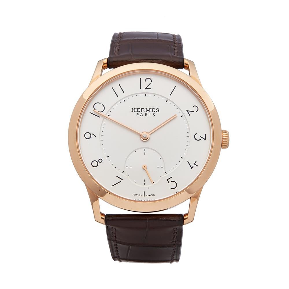 Hermes Slim D'Hermes 18k Rose Gold W041762WW00 Wristwatch