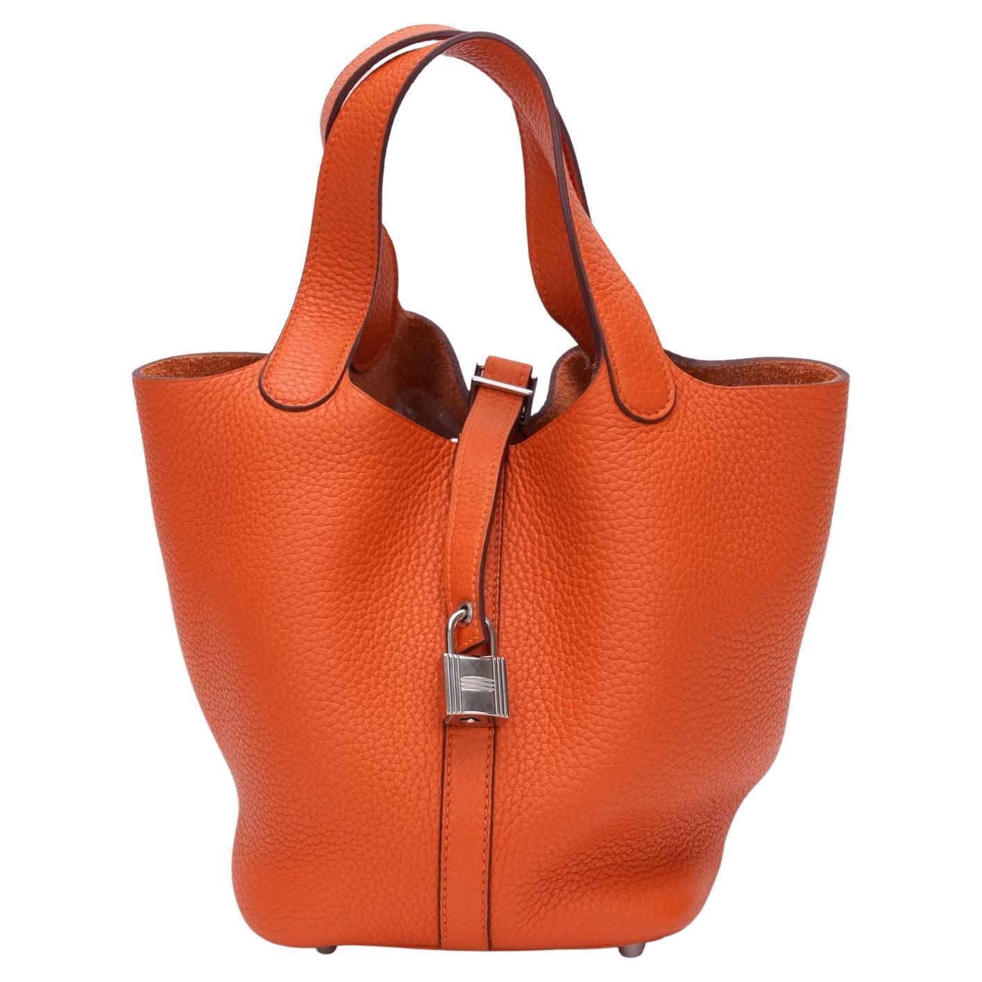 Hermès SM Orange Picotin Lock Handbag For Sale at 1stDibs
