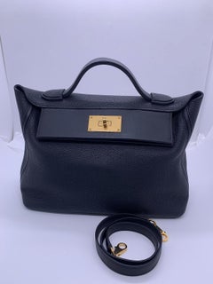 Hermes Small 24/24 Black Leather, Gold Hardware, C Stamp