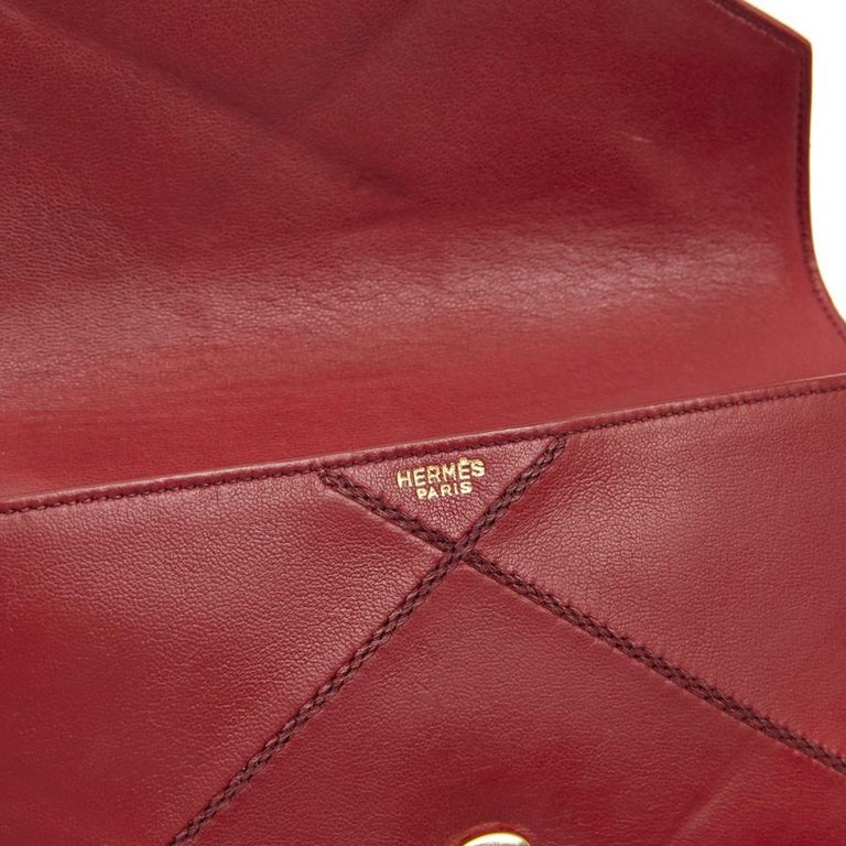 Hermes Small Bag or Clutch In Red Leather For Sale at 1stDibs