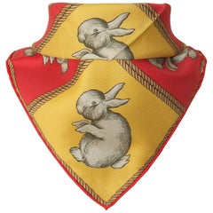 Hermès Small Carré Gavroche Rabbit Duck Illusion Silk Scarf