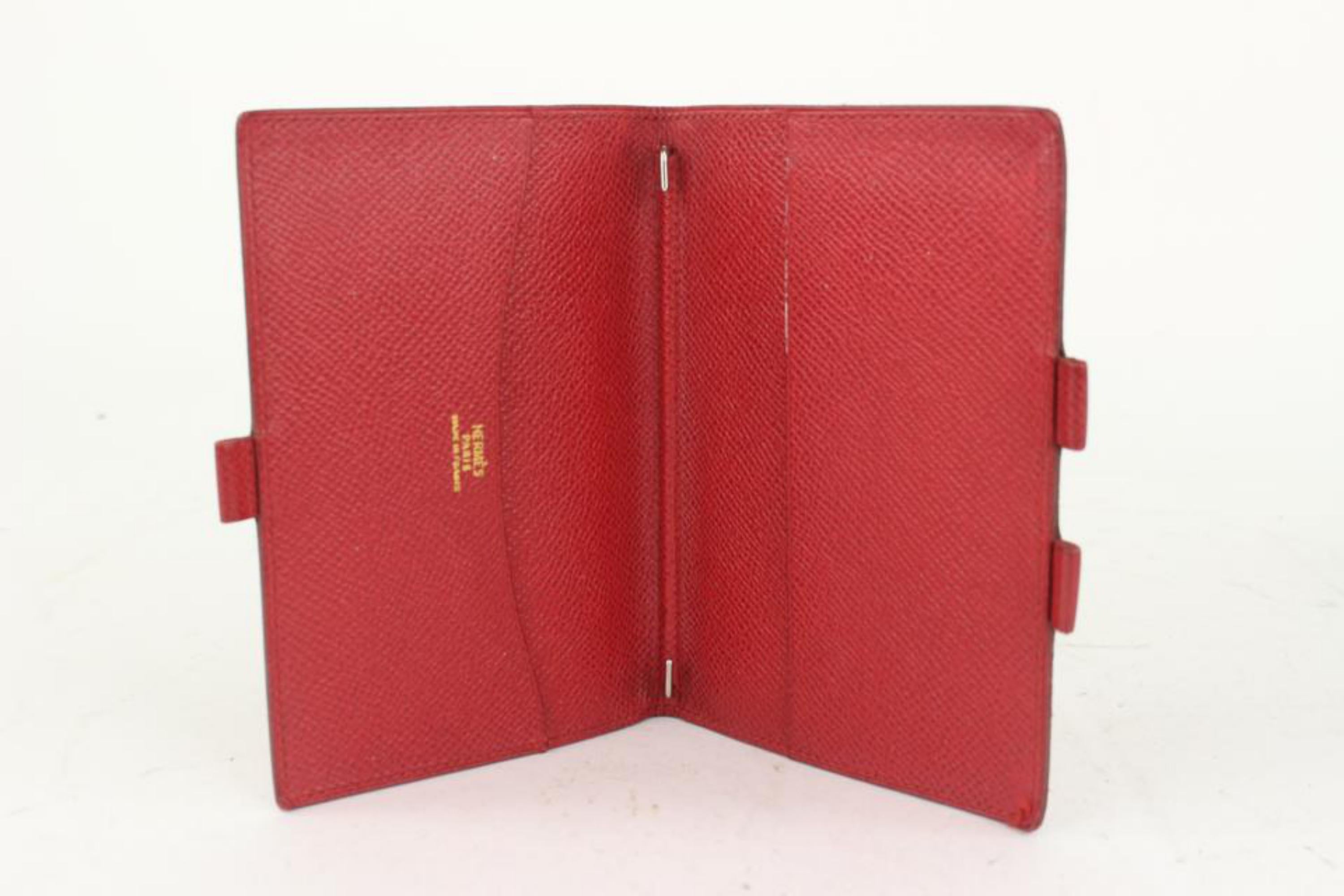 Hermès Petit agenda en cuir rouge Epsom 1020h36 en vente 5