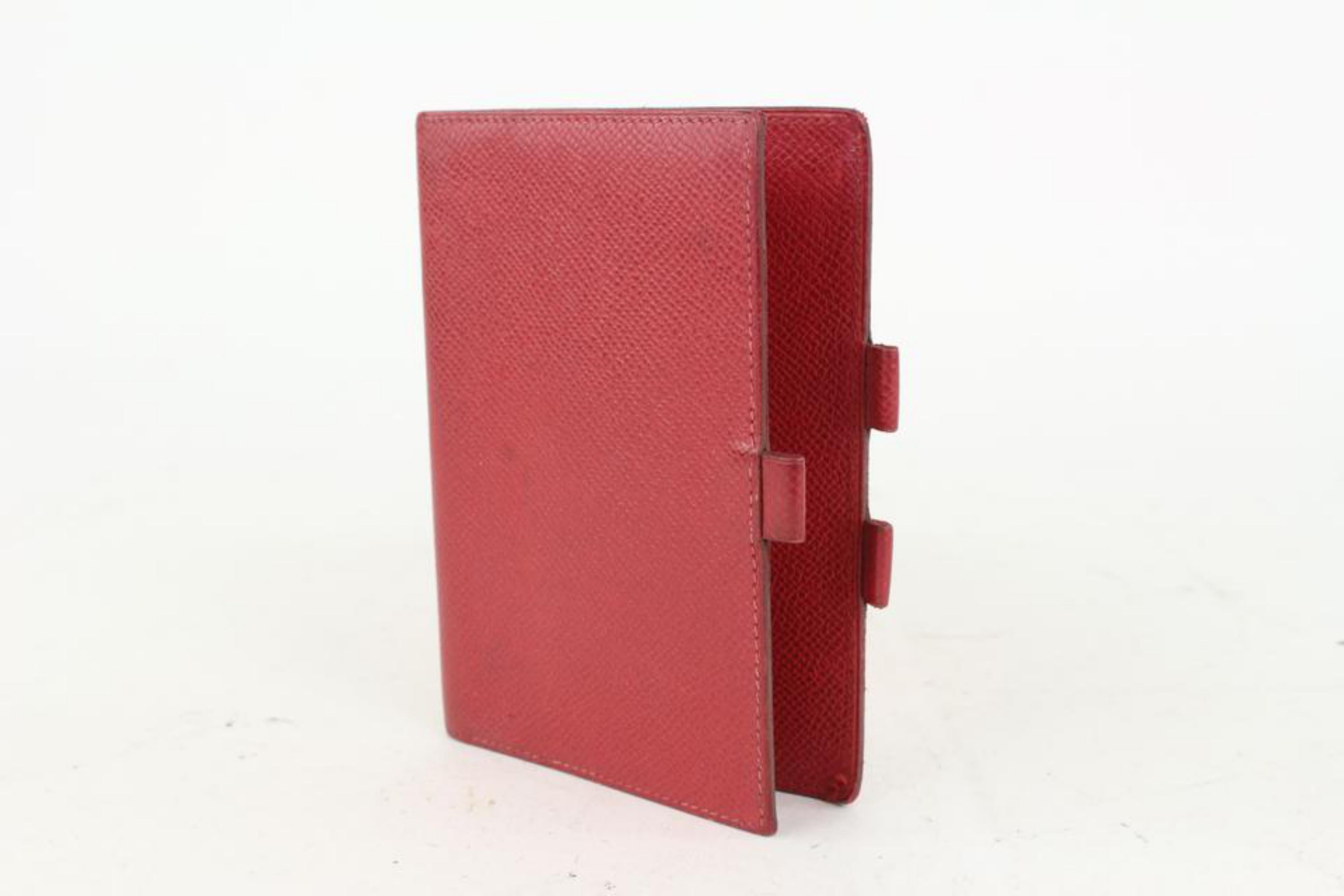Hermès Petit agenda en cuir rouge Epsom 1020h36 en vente 7